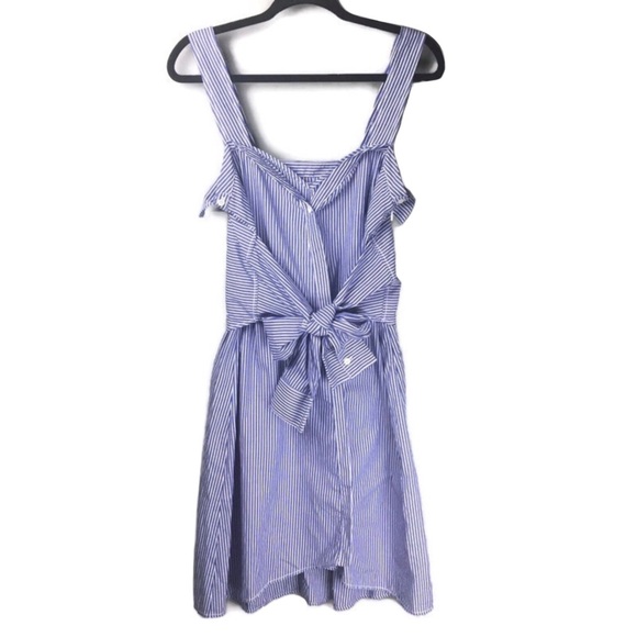 NWT Derek Lam Deconstructed Striped Tie Front Blue Cotton Shirt Dress Size 8 - Picture 3 of 14